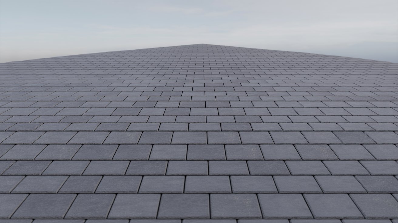 Concrete tile roof texture close-up