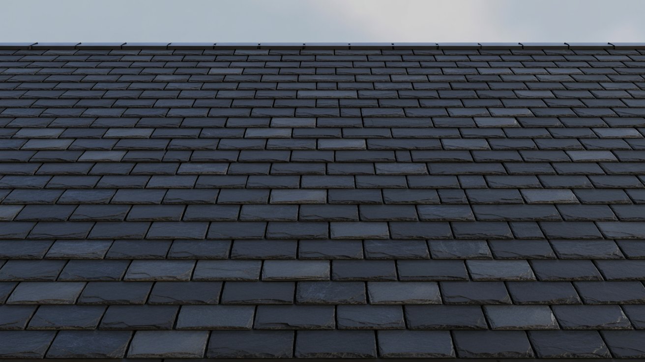 Slate roof tile texture close-up